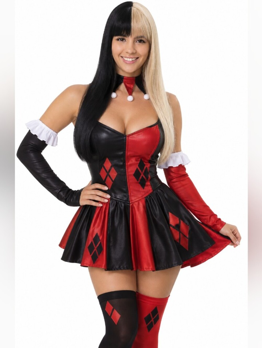 NWT Two-Tone Black & Red Split Wig